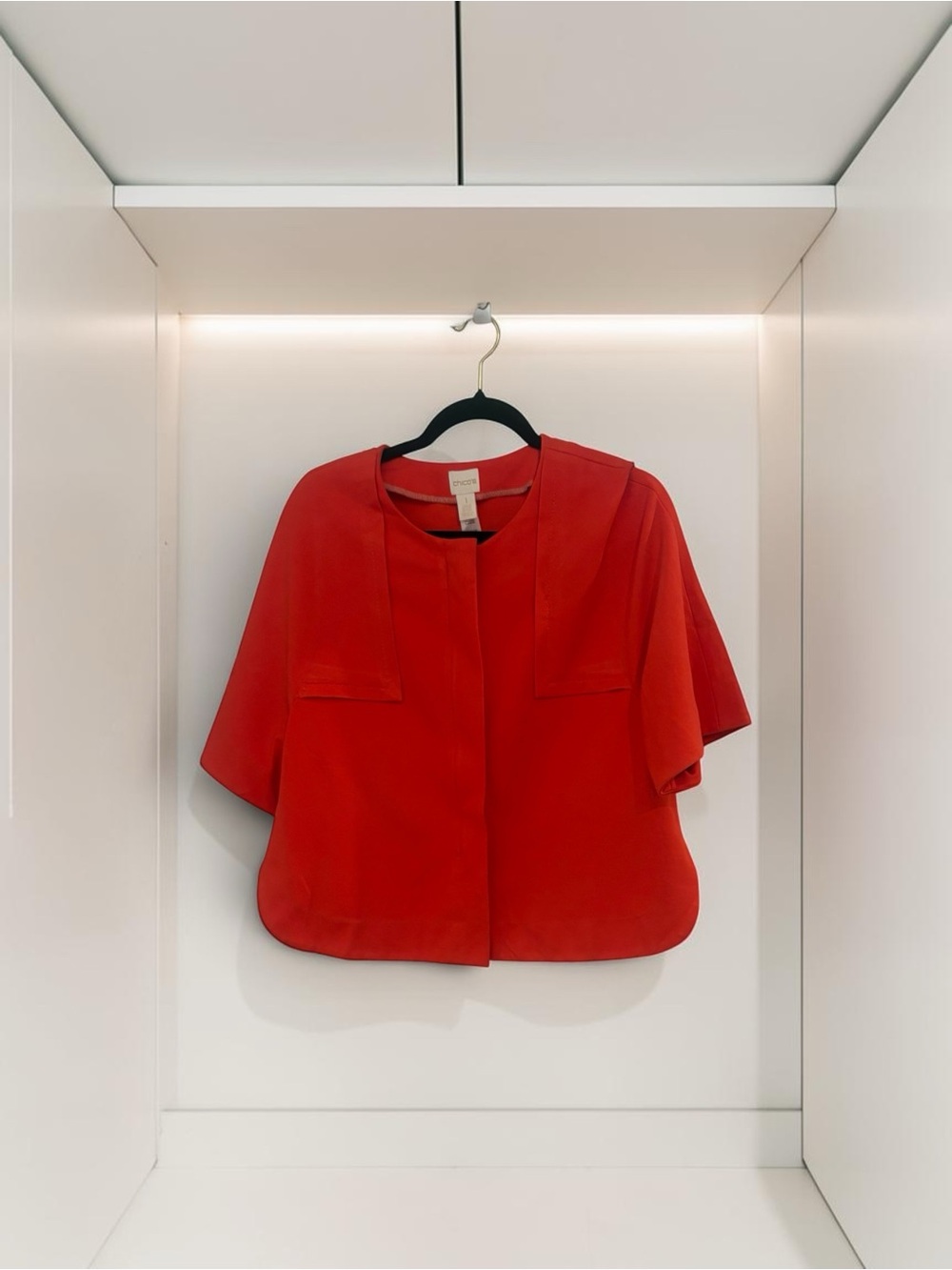 Chico's Vibrant Red Short-Sleeve Structured Blouse
